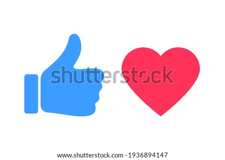 Thumbs and heart icon. Vector love and love icon. Like and like buttons ready for websites and mobile apps. Vector illustration.