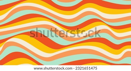 Sychedelic groovy retro background with colorful waves. Vector illustration