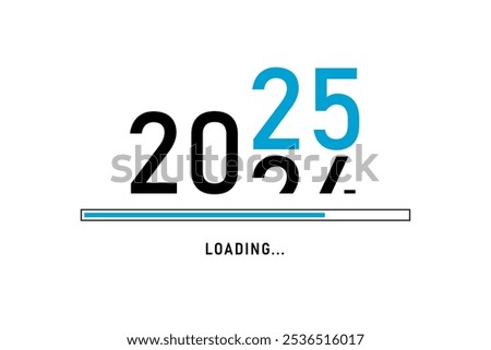 Loading process ahead of new year 2025. Symbol of new year 2025 celebration. Creative festive banner with trendy design. Vector illustration