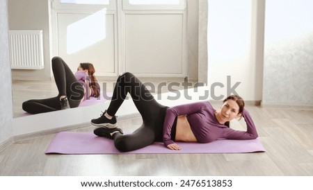 Similar – Image, Stock Photo lying woman with bent legs