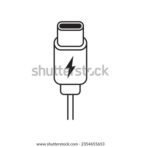 Charger icon type c vector USB type C icon cable white background
