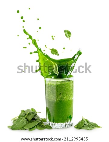 Similar – Image, Stock Photo Green smoothie splashing in glass and flying ingredients at white background with heap of green fruit and vegetable