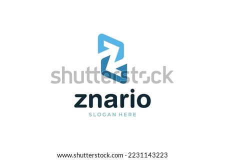 Monogram initial letter Z with zigzag up down arrow logo design