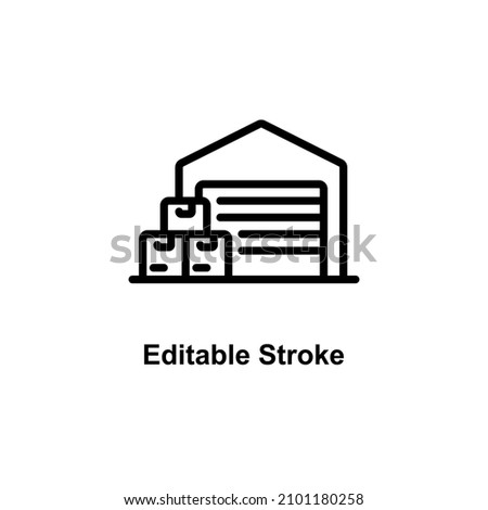 shipping warehouse icon designed in outline style with editable stroke in delivery icon theme