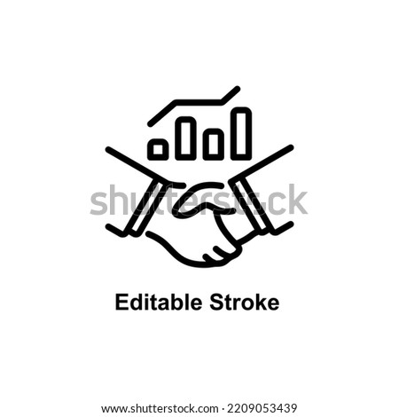 handshake icon designed in outline style decorated with negotiation icon elements in business icon theme
