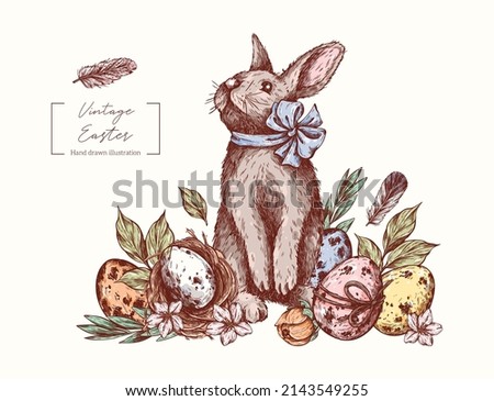 Similar – Image, Stock Photo Easter eggs and apple tree flowers