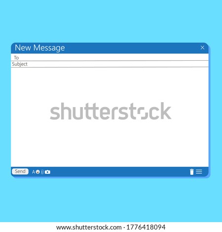 The mail interface in the browser. Email outlook application template. Empty letter design. Vector image.