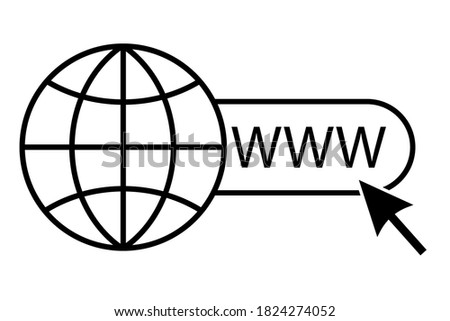 Internet world network icon. Search for a website. Internet domain symbol. Vector illustration.