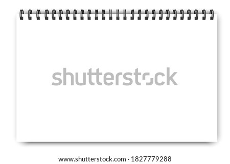 Notebook paper. Spiral notepad horizontal, great design for any purposes. White notebook mockup isolated.