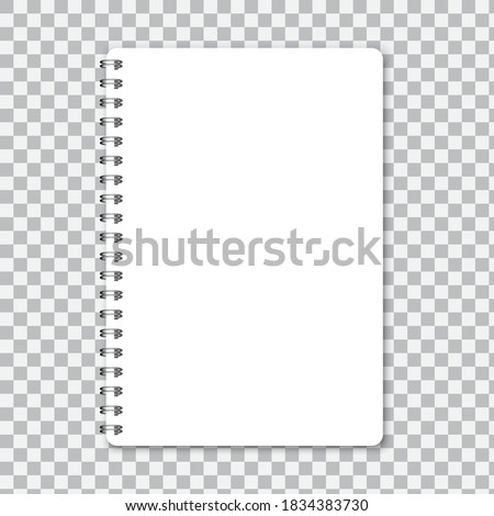 Notepad with wire. Notebook with spiral. Notepad A5 for notes. Vector illustration. Foto d'archivio © 