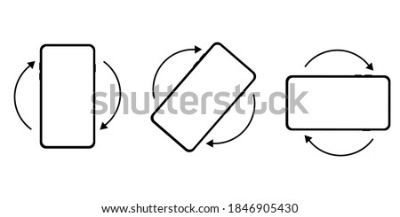 Vector phone rotation icons. Rotate images for a smartphone. Swipe device symbols. Stock image.