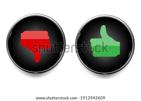 Black like dislike buttons on white background. Social media concept. Vector sign. Stock image. EPS 10.