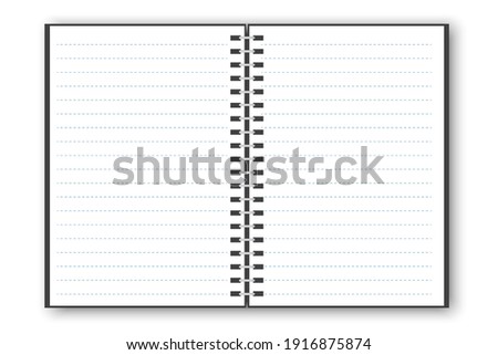 Sketch illustration with open notepad dotted. Vector template. White notebook mockup isolated. Stock image. EPS 10.