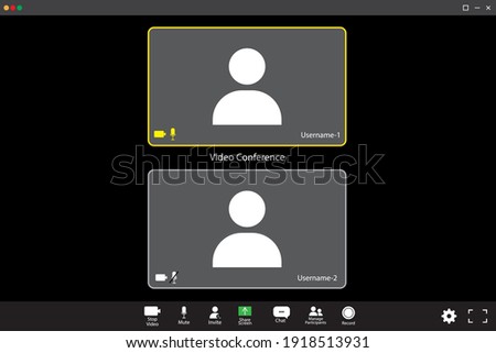 Zoom interface template. two participants. Online video. Mobile application design. Online business webinar chat. Stock image. EPS 10.