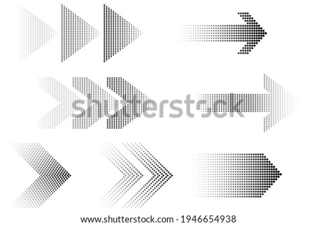 3d poster with dots arrows. Abstract geometric background. Black dots arrows on halftone. Stock vector image. EPS 10.