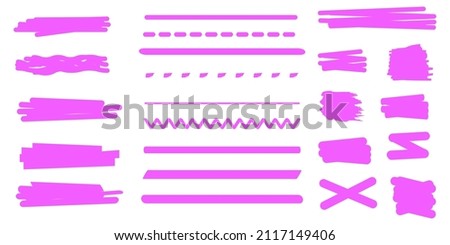 Pink marker lines. Ink style. Grunge pattern. Line drawing. Sketch stroke. Color pencil. Vector illustration. Stock image. 