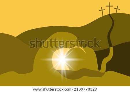 Easter cave crosses radiance. Vector illustration. stock image.