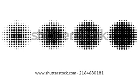 Retro pixel circle. black art halftone. Geometric texture. Vector illustration. Stock image. 