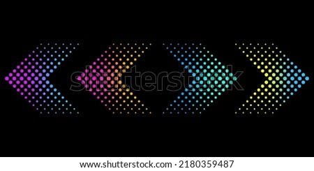 halftone arrows. pixel Colorful arrows. Vector illustration. Stock image.