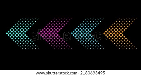 halftone arrows. pixel Colorful arrows. Vector illustration. Stock image.