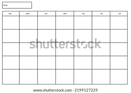 Empty calendar. Monthly calendar. Daily planner. Organizer diary. Vector illustration. stock image. 