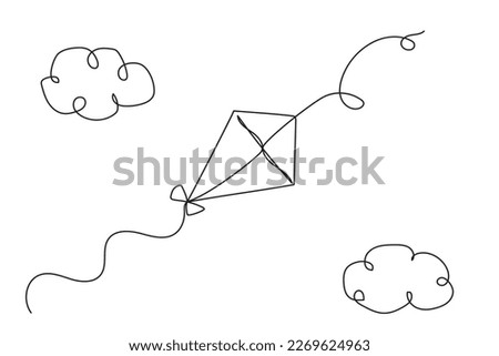 Doodle kite line for banner design. Vector illustration.