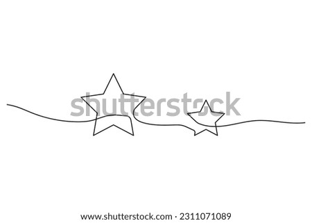 Continuous one line drawing.two stars customer product rating review icon. Vector illustration.
