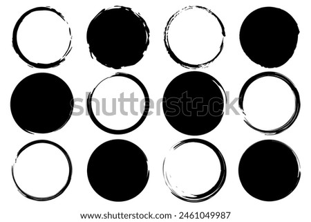 Brush Stroke Circle Icons, Minimalist Abstract Design