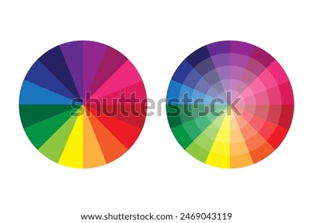 Color wheel icons. Bright spectrum vector. Circular gradient illustration. Vibrant design elements.