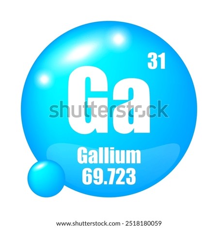 Gallium icon. Element Ga. Atomic number thirty one. Atomic mass sixty nine.