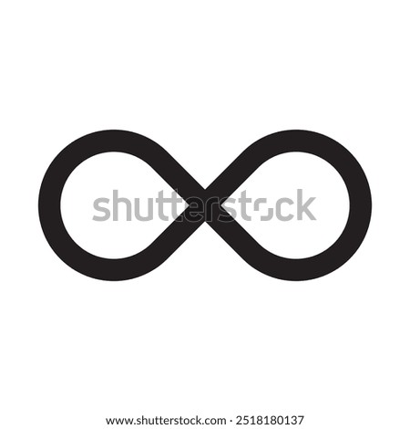 Infinity symbol icon. Bold black outline. Simple geometric design. Loop shape concept.