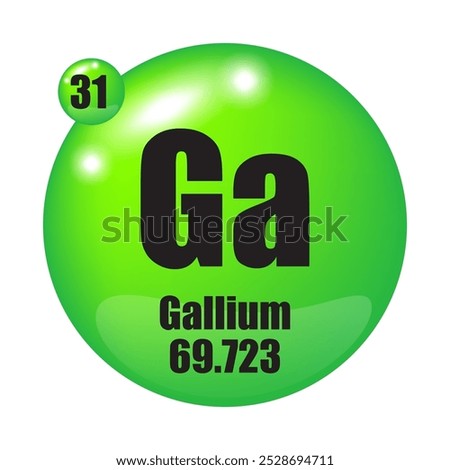 Gallium icon. Atomic number 31. Mass 69.723. Vector symbol.