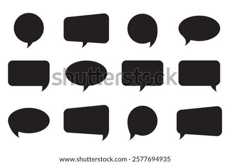 Chat bubble icons. Talk balloon shapes. Minimal speech forms. Vector messaging set.