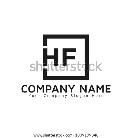 Awesome HF Letter Logo. HF Logo Design Vector Templates. HF Logo Box HF letter logo Design