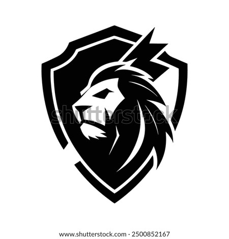 Lion head silhouette vector logo shield lion logo