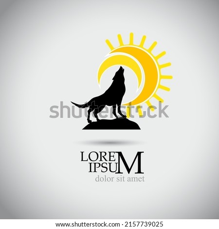Wolf Roars vector Logo Design for Business. illustration of Wolf and Sun. Wolf LOGO Design for Brands