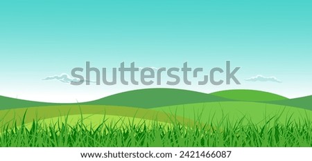 Summer meadow. Cloudless landscape. hand drawing. Not AI, Vector illustration