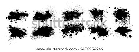 Black brush stroke set isolated on background. Paint brush stroke vector for ink paint, grunge design element, dirt banner, watercolor design, dirty texture. Trendy brush stroke, vector illustration