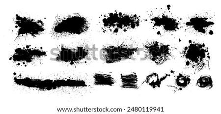 Black brush stroke set isolated on background. Paint brush stroke vector for ink paint, grunge design element, dirt banner, watercolor design, dirty texture. Trendy brush stroke, vector illustration