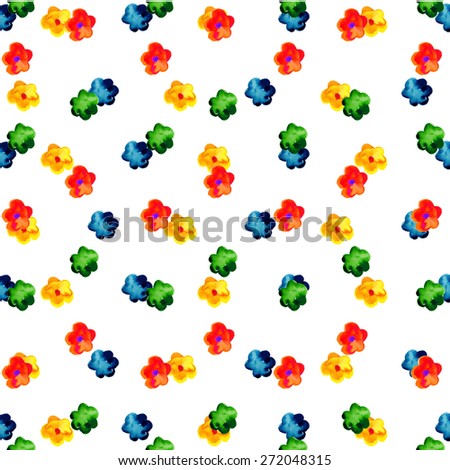 Colorful watercolor flowers small. Vector