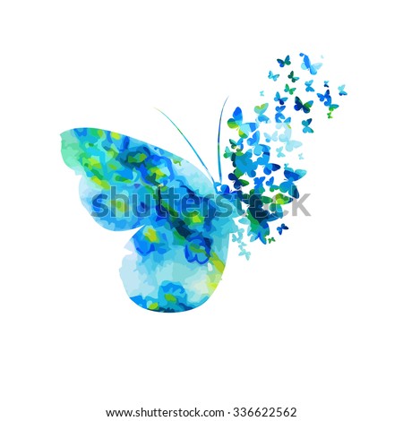 Butterfly from watercolor Flower. Vector