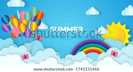 Similar – Image, Stock Photo colourful balloons in rainbow colours in front of a bright blue sky | lifted