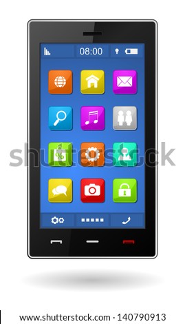 smart phone with buttons and icons