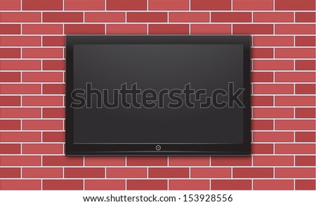 tv on brick wall