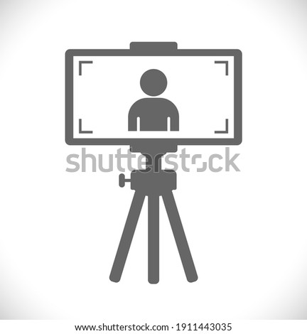 vlog with smartphone camera vlogging person vector icon