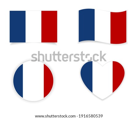 france flag icon heart shape set