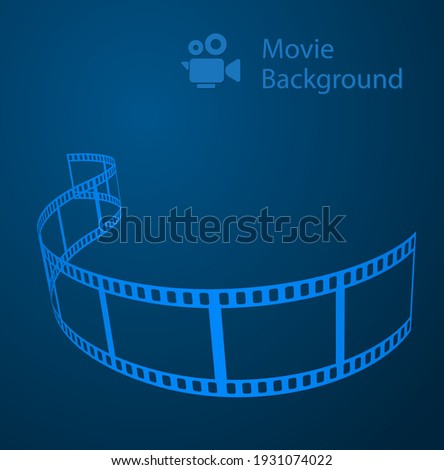 movie abstract background blue with film reel and video camera