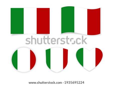 italy flag icon with heart shape isolated on white background