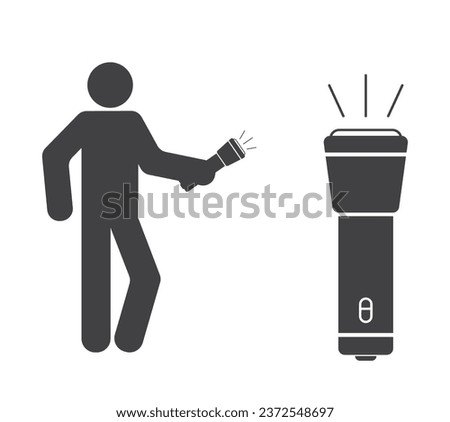 man person with flashlight  icon isolated on white background