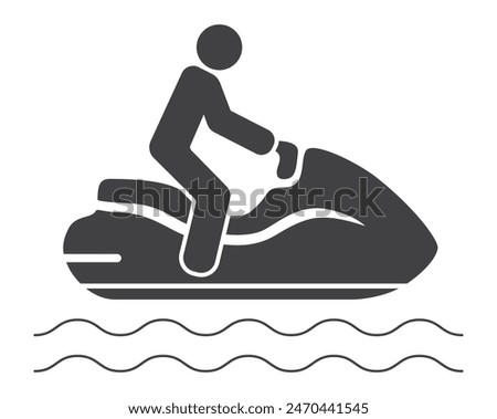 Person man drive jetski race boat icon with waves